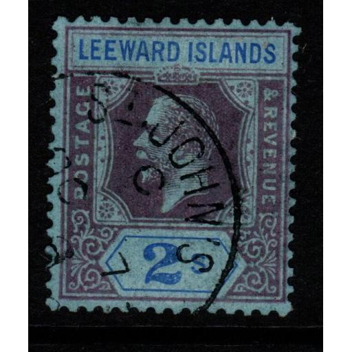 LEEWARD ISLANDS SG74 1922 2/= PURPLE & BLUE/BLUE FINE USED