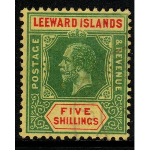 LEEWARD ISLANDS SG57b 1915 5/= GREEN & RED/LEMON FINE USED