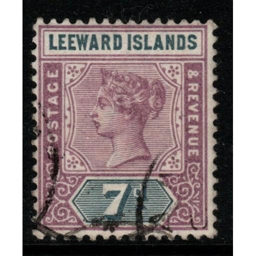 LEEWARD ISLANDS SG6 1890 7d DULL MAUVE & SLATE FINE USED