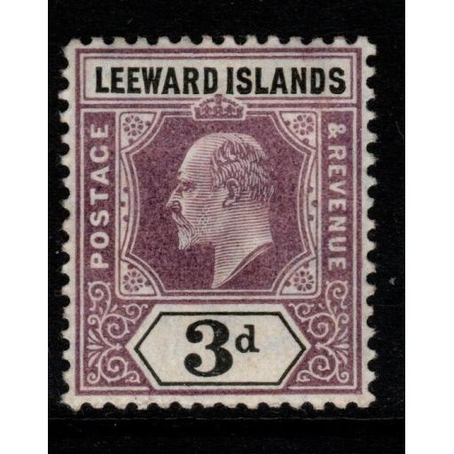 LEEWARD ISLANDS SG33 1905 3d DULL PURPLE & BLACK MTD MINT