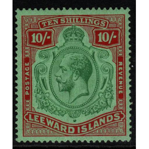 LEEWARD ISLANDS SG78 1923 5/= GREEN & RED/PALE YELLOW MTD MINT