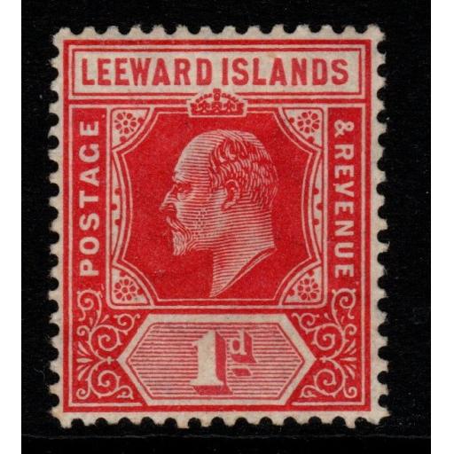 LEEWARD ISLANDS SG38b 1910 1d ROSE-CARMINE MTD MINT