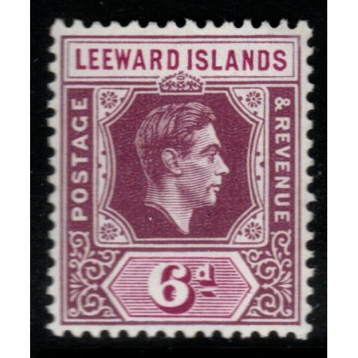 LEEWARD ISLANDS SG109b 1947 6d PURPLE & DEEP MAGENTA MNH