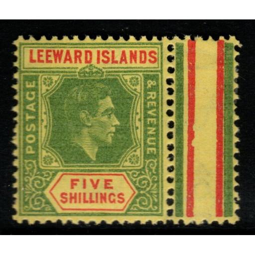 LEEWARD ISLANDS SG112c 1951 5/= BRIGHT GREEN & RED/YELLOW MTD MINT