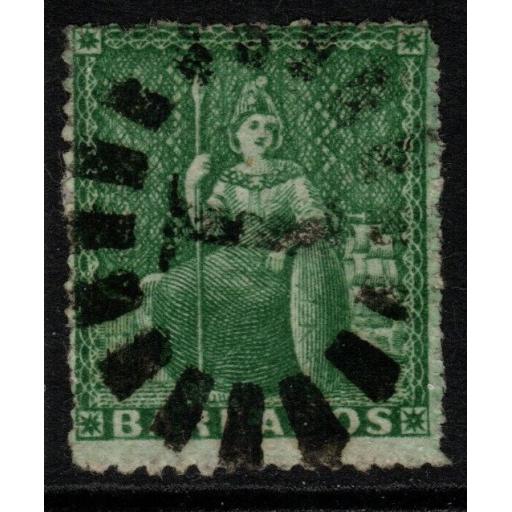 BARBADOS SG21 1861 (½d) GREEN USED