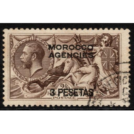 MOROCCO AGENCIES SG142 1926 3p on 2/6 CHOCOLATE-BROWN FINE USED