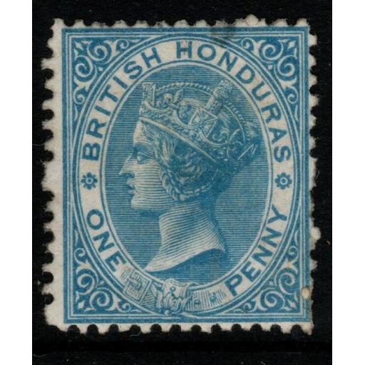 BRITISH HONDURAS SG5 1872 1d PALE BLUE THINNED MTD MINT