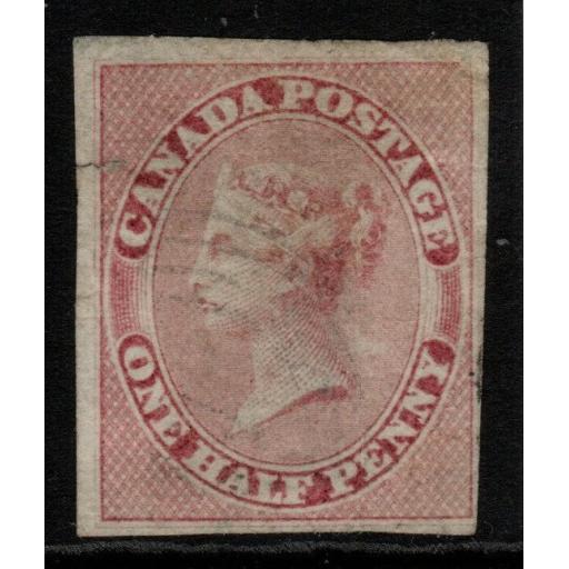 CANADA SG17 1857 ½d DEEP ROSE USED TEAR AT LEFT