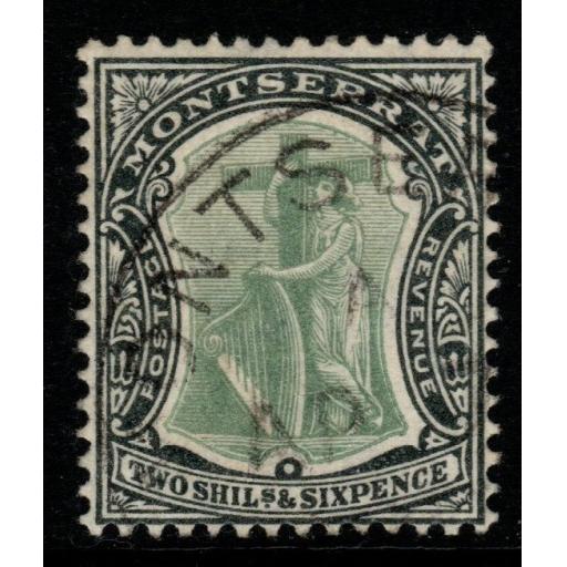 MONTSERRAT SG32 1908 2/6 GREEN & BLACK FINE USED