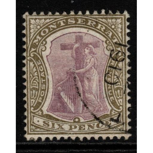 MONTSERRAT SG19 1903 6d DULL PURPLE & OLIVE FINE USED