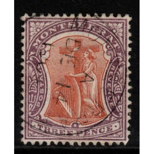 MONTSERRAT SG18 1903 3d DULL ORANGE & DEEP PURPLE FINE USED