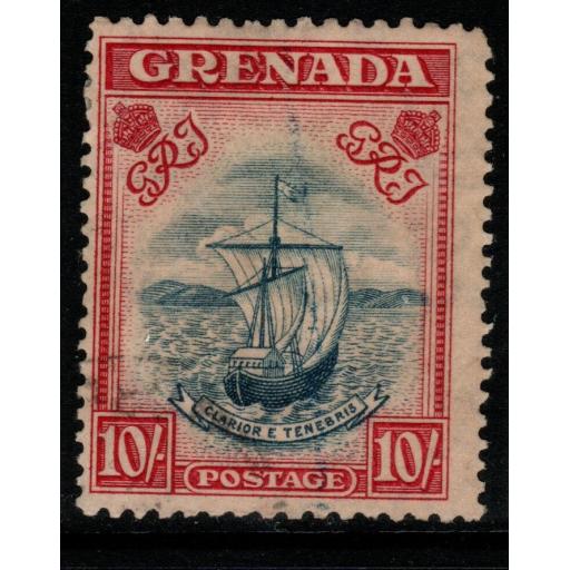 GRENADA SG163 1938 10/= STEEL BLUE & CARMINE FINE USED