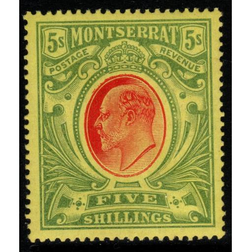 MONTSERRAT SG47 1909 5/= RED & GREEN/YELLOW MTD MINT