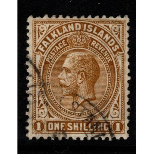 FALKLAND ISLANDS SG79 1925 1/= DEEP OCHRE FINE USED