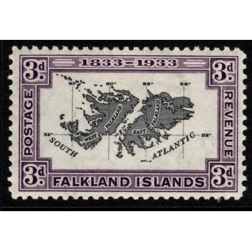 FALKLAND ISLANDS SG131 1933 3d BLACK & VIOLET MTD MINT