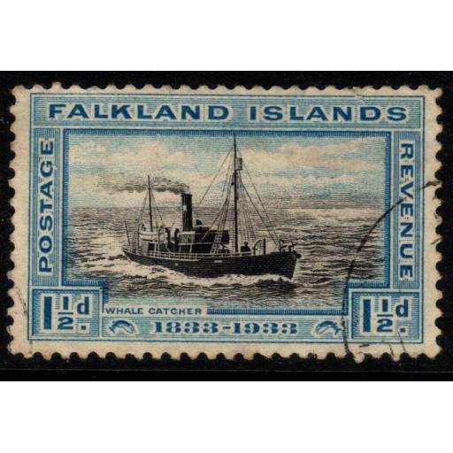 FALKLAND ISLANDS SG129 1933 1½d BLACK & BLUE FINE USED