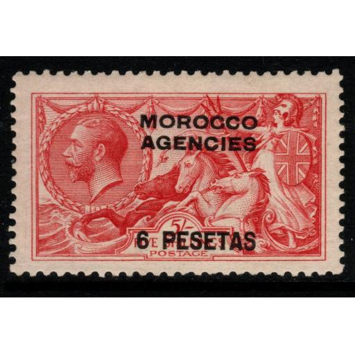 MOROCCO AGENCIES SG137 1914 6p on 5/= PALE ROSE-CARMINE MTD MINT