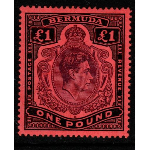 BERMUDA SG121c 1943 £1 DEEP REDDISH PURPLE & BLACK/PALE RED MTD MINT