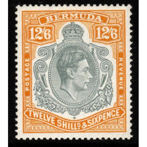 BERMUDA SG120c 1944 12/6 GREY & ORANGE ORD PAPER MTD MINT