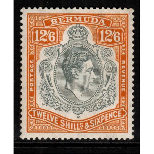 BERMUDA SG120 1938 12/6 DEEP GREY & BROWNISH ORANGE p14 MTD MINT