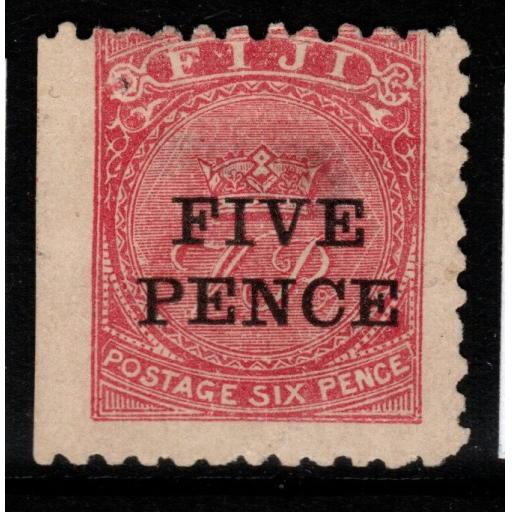 FIJI SG75a 1892 5d on 6d ROSE MTD MINT