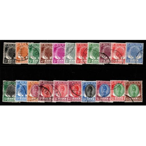 MALAYA KEDAH SG76/90 1950-5 DEFINITIVE SET FINE USED