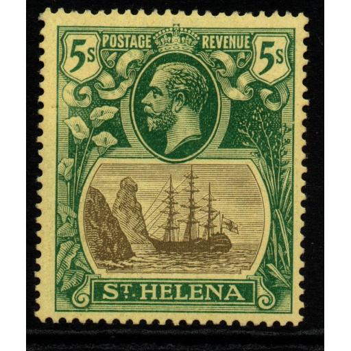 ST.HELENA SG95 1922 5/= GREY & GREEN/YELLOW MTD MINT