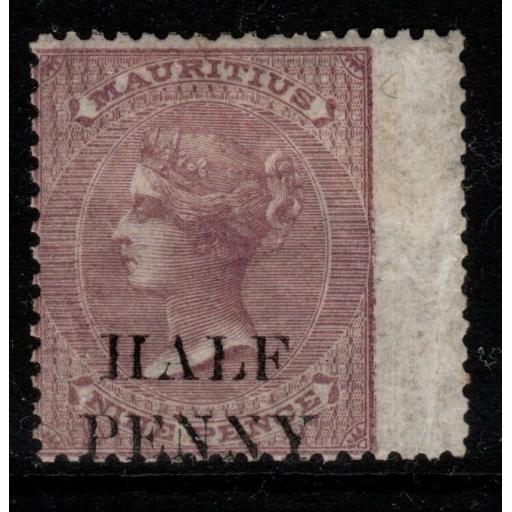 MAURITIUS SG76 1876 ½d on 9d DULL PURPLE MTD MINT