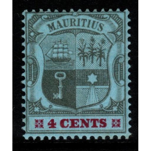 MAURITIUS SG167 1904 4c BLACK & CARMINE/BLUE MTD MINT