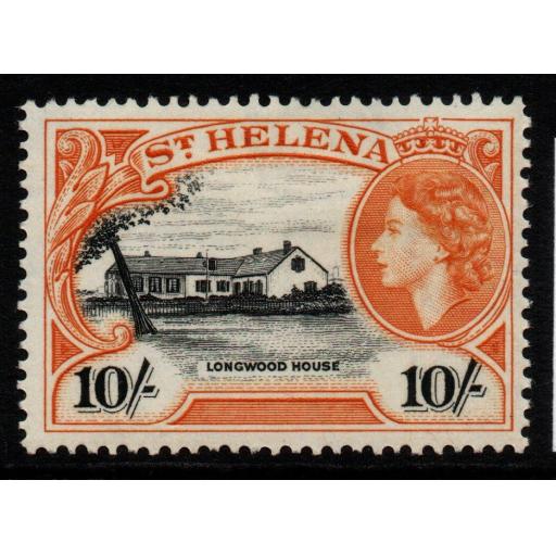 ST.HELENA SG165 1953 10/= BLACK & YELLOW-ORANGE MTD MINT