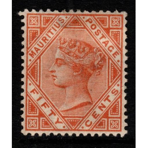 MAURITIUS SG111 1887 50c ORANGE MTD MINT