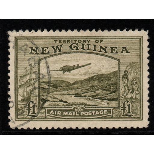 NEW GUINEA SG225 1939 £1 OLIVE-GREEN FINE USED