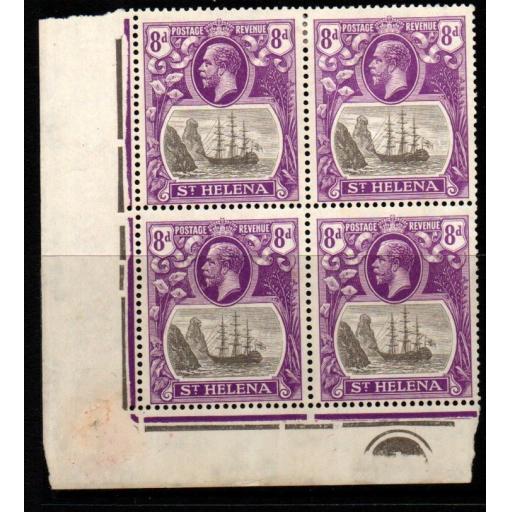 ST.HELENA SG105/c 1923 8d GREY & BRIGHT VIOLET "CLEFT ROCK" BLOCK OF 4 MTD MINT