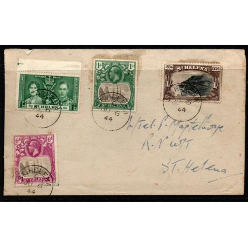 ST.HELENA SG104c 1922 6d GREY & BRIGHT PURPLE "CLEFT ROCK" USED ON ENVELOPE