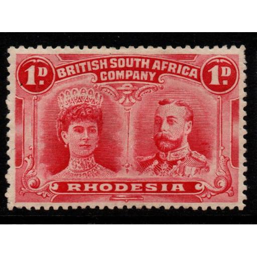 RHODESIA SG123 1910-3 1d BRIGHT CARMINE MTD MINT