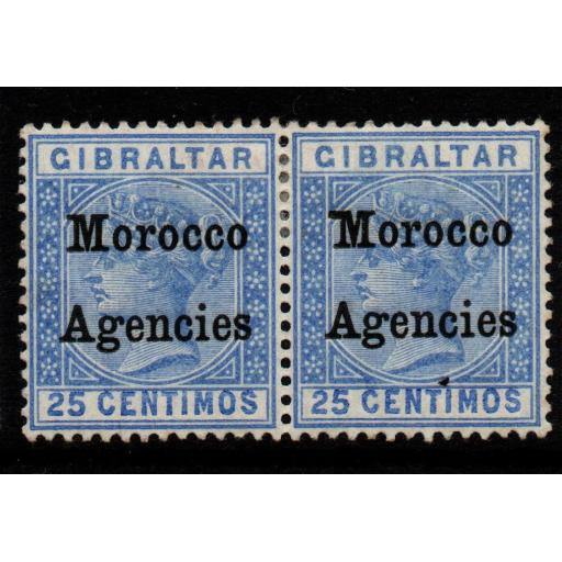 MOROCCO AGENCIES SG12/b 1899 25c ULTRAMARINE ONE WITH BROAD "M" MTD MINT