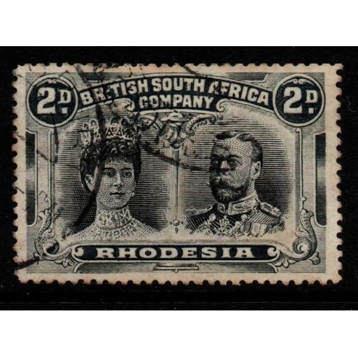 RHODESIA SG130 1910-3 2d BLACK & GREY-BLACK FINE USED